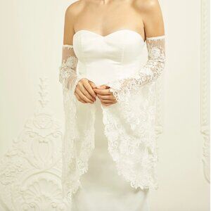 Dream Dresses Kaylee Detachable Bridal Bell Sleeves in White